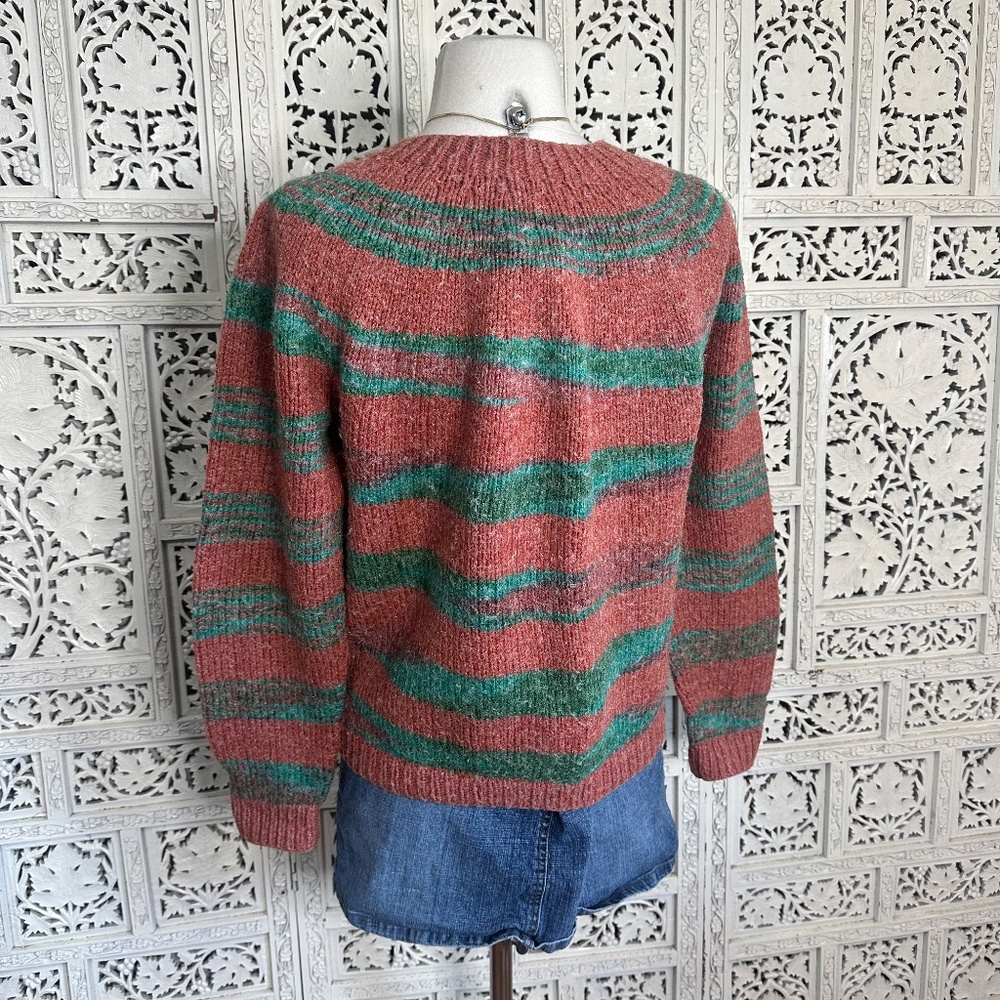 Handmade Knit Orange & Green Retro Grannycore Colorful‎ Sweater Sz M - Picture 5 of 5